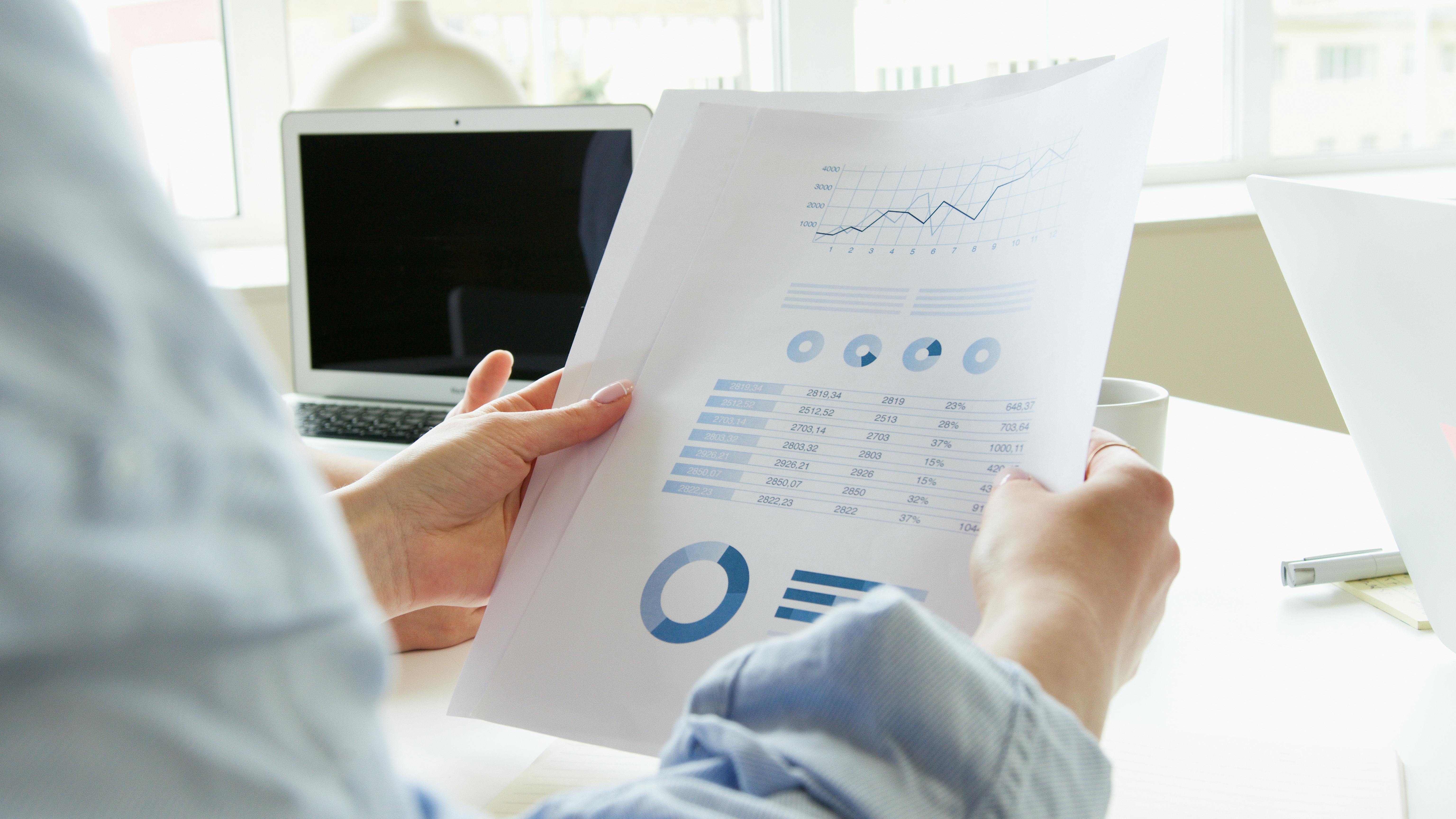 a person holding an accounting chart
